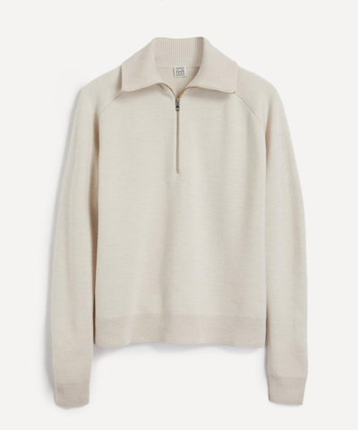 Totême Merino Wool Zip Knit Light Sand In Bone