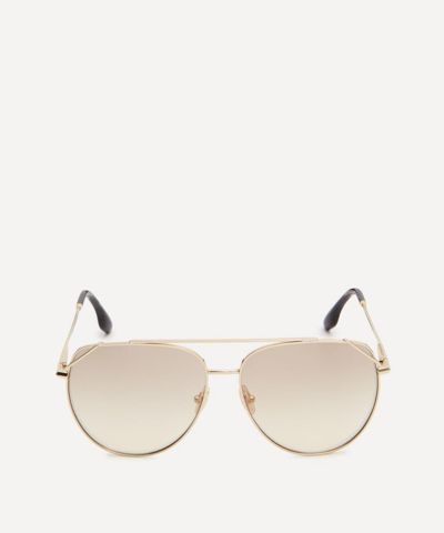 Victoria Beckham Metal Aviator Sunglasses In Gold