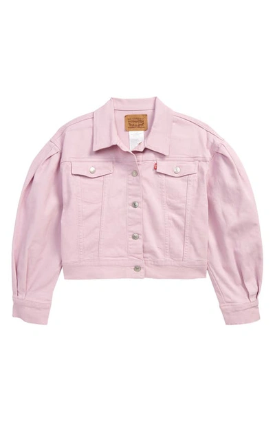 Levi's® Kids' Lvg Pleat Sleeve Oversize Denim Trucker Jacket In Fragrant Lilac