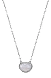 Adornia Fine Sterling Silver Diamond & Birthstone Halo Pendant Necklace In Silver - Moonstone
