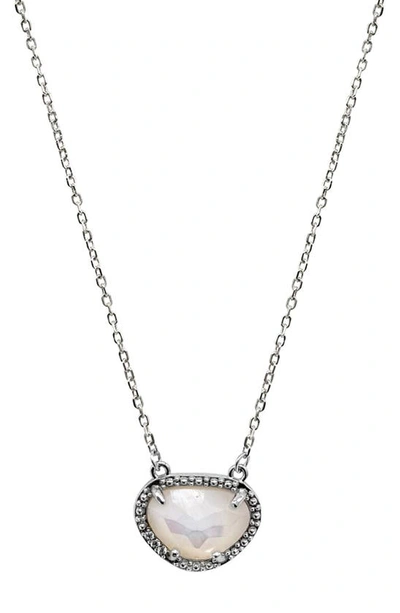 Adornia Fine Sterling Silver Diamond & Birthstone Halo Pendant Necklace In Silver - Pearl