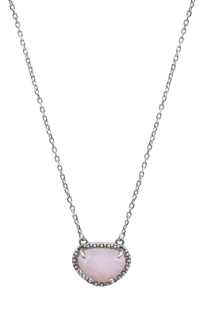 Adornia Fine Sterling Silver Diamond & Birthstone Halo Pendant Necklace In Silver - Opal