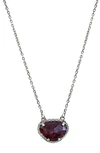 Adornia Fine Sterling Silver Diamond & Birthstone Halo Pendant Necklace In Silver - Garnet