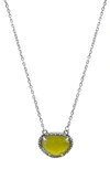 Adornia Fine Sterling Silver Diamond & Birthstone Halo Pendant Necklace In Silver - Peridot