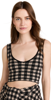 Altuzarra Argia Cropped Checked Lyocell-blend Top In Driftwood / Black
