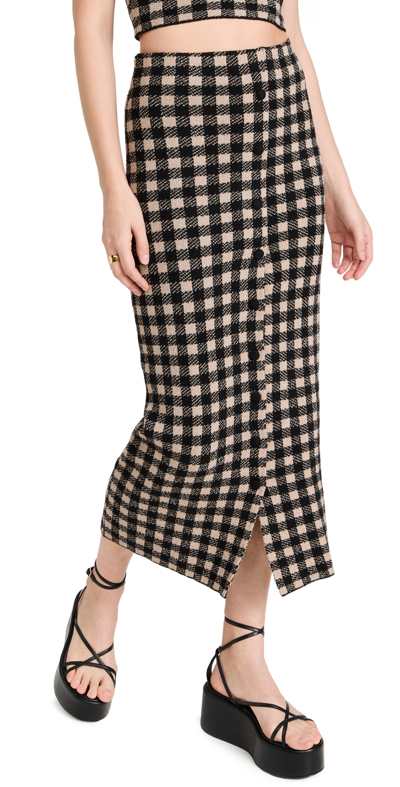 Altuzarra Jabal Checked Midi Skirt In Driftwood / Black