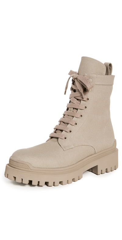 Ilio Smeraldo Sulcer Womens Lug Sole Moto Combat & Lace-up Boots In Sand