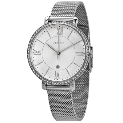 Fossil Women's Jacqueline Stainless Steel Mesh Bracelet Watch 36mm In Silver