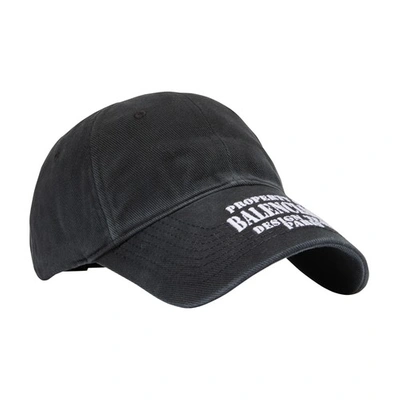 Balenciaga Property Cotton Cap In Black