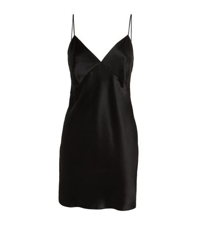 Olivia Von Halle Xena Silk-satin Mini Slip Dress In Black
