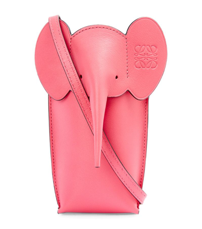 Loewe Elephant Leather Pocket Pouch-on-strap In Pink
