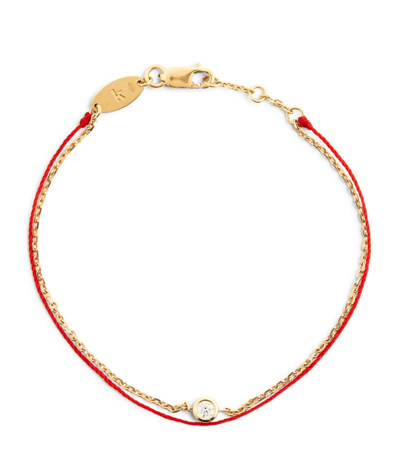 Redline Yellow Gold And Diamond Pure Duo Bracelet In Red