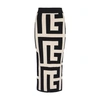Balmain Monogram Pattern Knitted Midi Skirt In Ivoire Noir