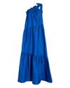 Xirena Maisie One-shoulder Tiered Cotton Dress In Blue-med