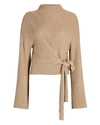 Jonathan Simkhai Amaris Wrap-effect Rib Knit Sweater In Beige