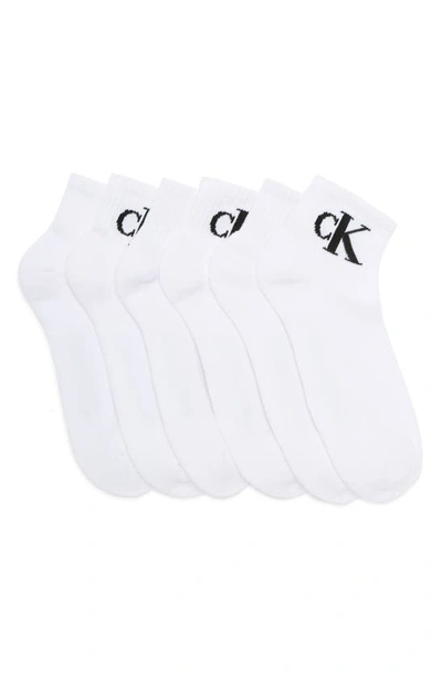 Calvin Klein 6-pack 1/2 Terry Cushion Cut Socks In White Assorted