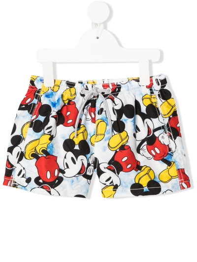 Mc2 Saint Barth Kids' Mickey Mouse-print Swim Shorts In White