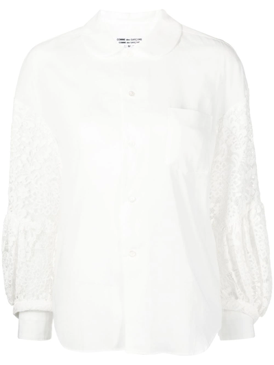 Comme Des Garçons Comme Des Garçons Lace-sleeves Cotton Blouse In White