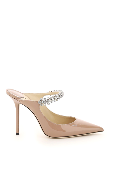 Jimmy Choo Bing 100 Crystal-embellished Patent-leather Mules In Pink