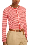 Alex Mill Albertina Stripe Cotton Cardigan In Poppy/white