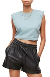 Allsaints Coni Crop Muscle Tank In Dusk Blue
