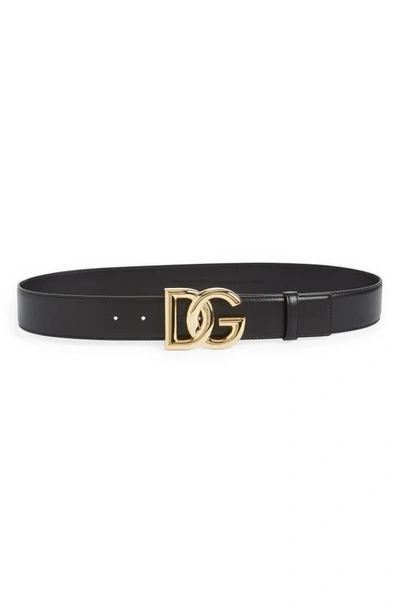 Dolce & Gabbana Smooth Calfskin Belt In Nero