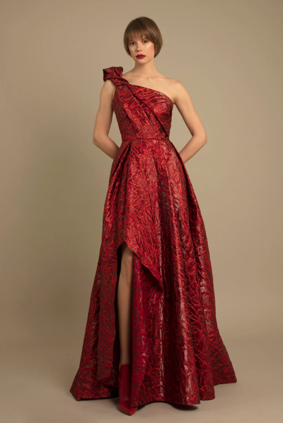 Gemy Maalouf One-shoulder Draped Gown
