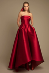GEMY MAALOUF STRAPLESS CUT PLEATED GOWN