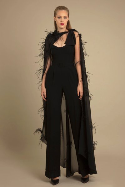GEMY MAALOUF STRAPLESS JUMPSUIT WITH CAPE
