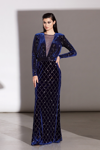 TADASHI SHOJI LONG SLEEVE STRETCH VELVET GOWN