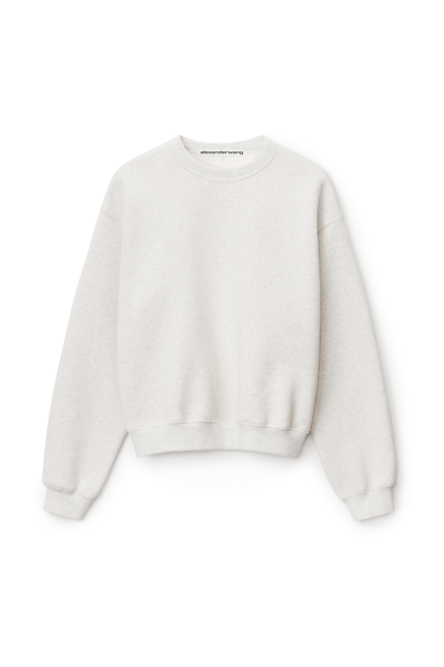 Alexander Wang Crewneck Pullover In Dense Fleece In Vintage Heather Grey