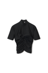Alexander Wang Ruched Mock Neck Top In Stretch Jersey In Black