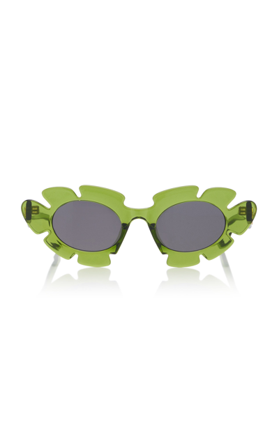 Loewe Women's Floral-frame Acetate Sunglasses In Off-white,green