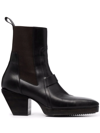 RICK OWENS SQUARE-TOE LEATHER BOOTS