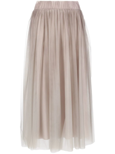 Fabiana Filippi High-waisted Tulle Long Skirt In Grigio Nebbia
