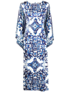Dolce & Gabbana Scarf-print Silk Charmeuse Maxi Dress In Blue