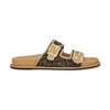 Fendi Ff Jacquard Dual Buckle Slide Sandals In Marron