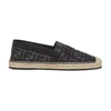 Fendi Ff Jacquard Fabric Espadrillas In Black