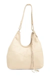 Lucky Brand Theo Leather Hobo Bag In Stucco Pebbled Leather/ Smooth