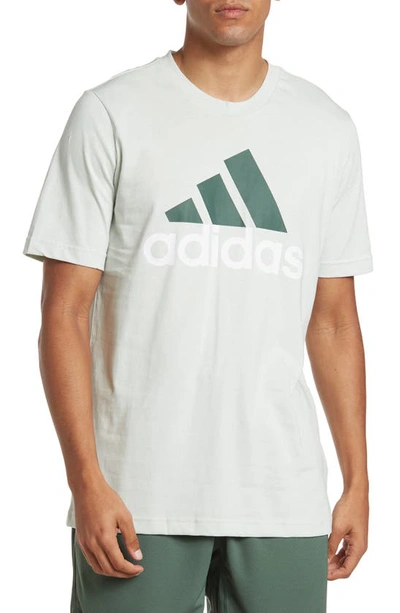 Adidas Originals Essentials Badge Of Sport Logo T-shirt In Linen Green/ Green Oxide