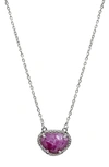 Adornia Fine Sterling Silver Diamond & Birthstone Halo Pendant Necklace In Silver - Ruby