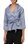 Alex Evenings Brushed Satin Tie Waist Blouse In Lavender