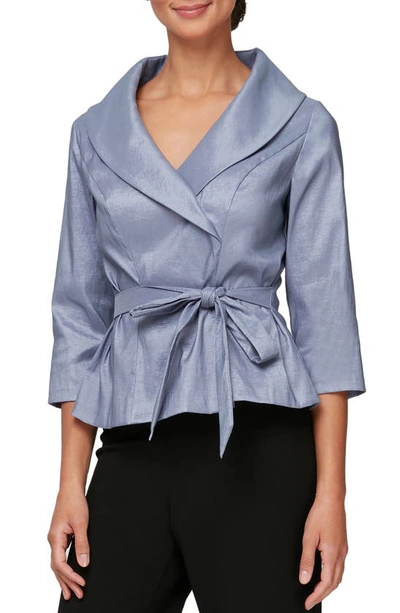 Alex Evenings Brushed Satin Tie Waist Blouse In Lavender