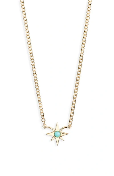 Ef Collection Turquoise Starburst Necklace In 14k Yellow Gold