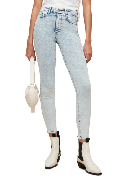 Allsaints Dax High Rise Skinny Jeans In Snow Indigo
