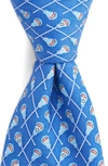 Vineyard Vines Kids' Lacrosse Silk Tie In Royal Blue