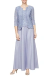 Alex Evenings Embroidered Lace Mock Two-piece Gown With Jacket In Lavender