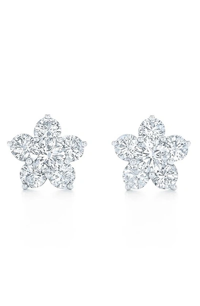Kwiat Floral Cluster Diamond Stud Earrings In White Gold