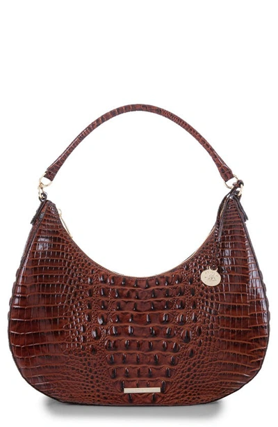 Brahmin Bekka Croc Embossed Leather Shoulder Bag In Pecan Melbourne