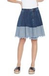 Wash Lab Denim Let's Go Two-tone Denim Skirt In Prep Blue Dark